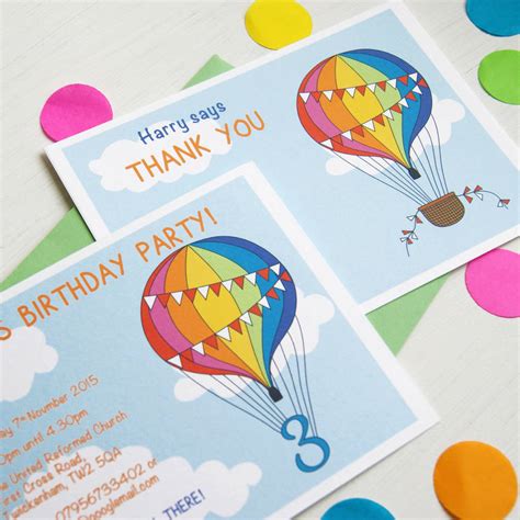 Rainbow Balloon Personalised Birthday Party Invitations By Superfumi