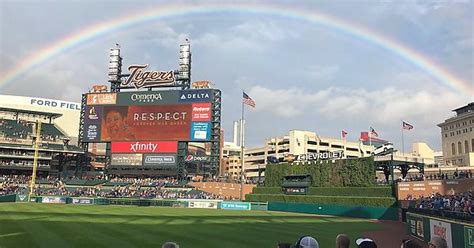 Rainbow Shines Above Comerica Park As The Detroit Tigers Honor Motown