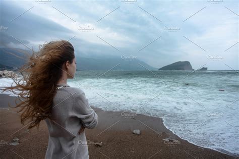 Woman Looking Into Sea High Quality Nature Stock Photos Creative Market