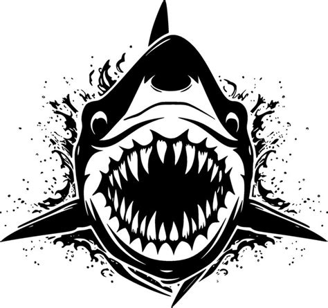 Premium Vector Shark Black And White Vector Illustration