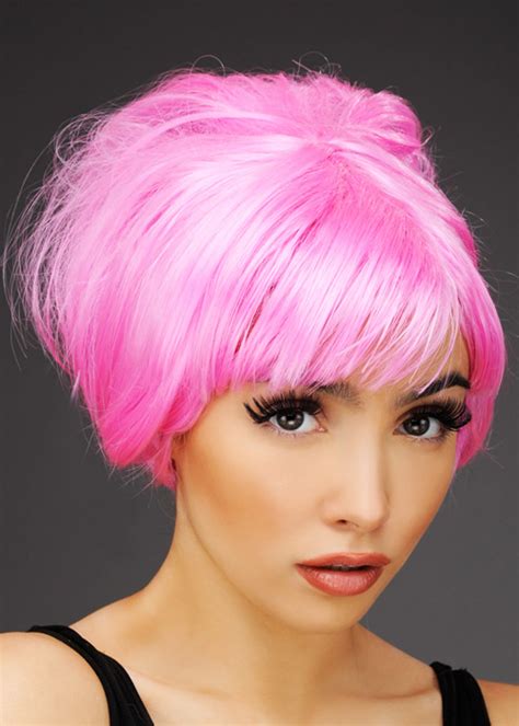 Womens 1950s Pink Lady Style Pink Beehive Wig