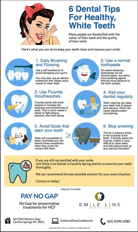 Dental Tips For Healthy White Teeth With Info On The Bottom And Below