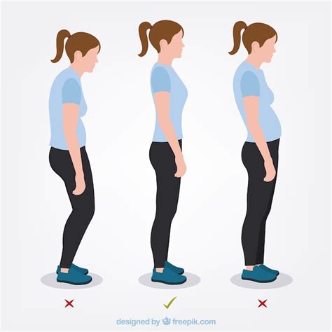 set of woman with correct and incorrect posture vector free download