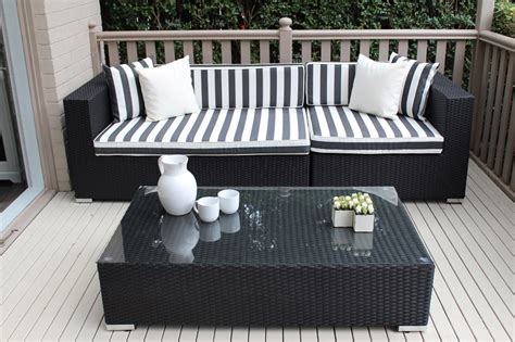 Gartemoebe 3 Seater Wicker Outdoor Furniture Setting Black