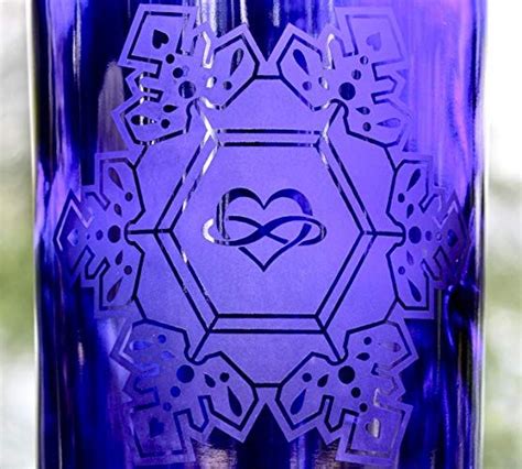 32oz Infinite Love And Gratitude Cobalt Blue Reusable Glass Water Bottle With Swing Top Lid