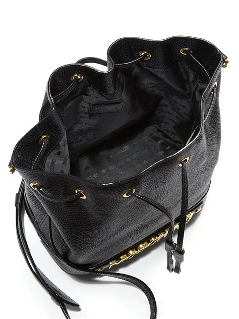 Moschino Mini Leather Bucket Bag In Black Lyst