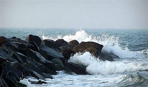 Ocean Waves Hitting Rocks By Ahbdigital Redbubble