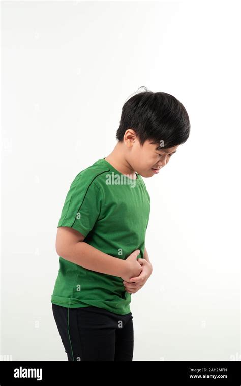 Adorable Little Boy Suffering From Abdominal Pain Copy Space Young