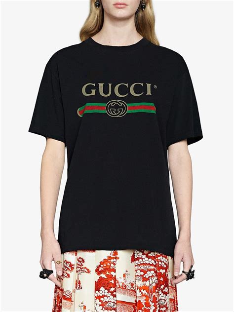 Gucci Cotton Oversized Logo T Shirt In Black Lyst