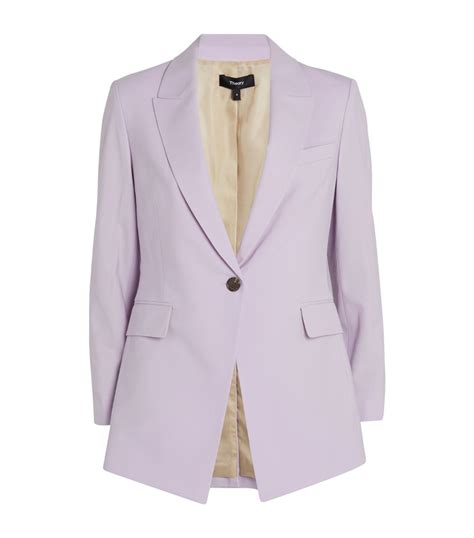 Womens Theory Purple Wool Blend Single Breasted Blazer Harrods