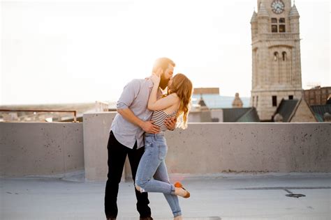 Downtown Wichita Couples Engagement Session Parking Garage Rooftop Photography By Pine And Forge