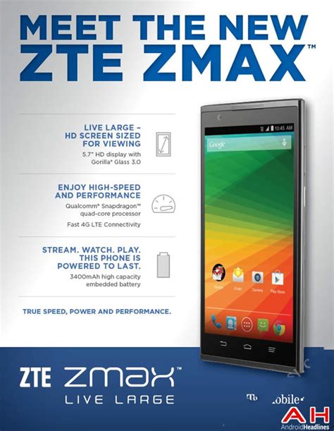Zte Launches Zte Max Has A 57 Inch Hd Screen And Costs 252 Usd