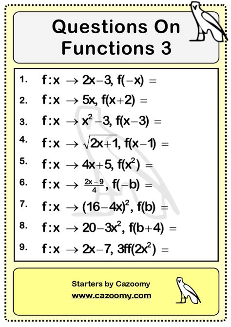 Introduction To Functions Worksheets