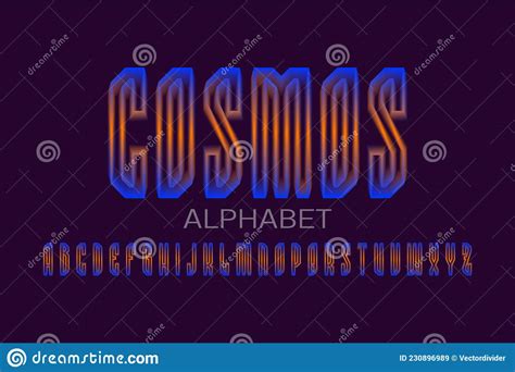 Cosmos Alphabet Of Luminous Orange Blue 3d Letters Glowing Display