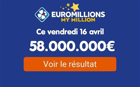 Les tirages des autres dates sont. Résultat Euromillions My Million du vendredi 16 avril 2021 ...