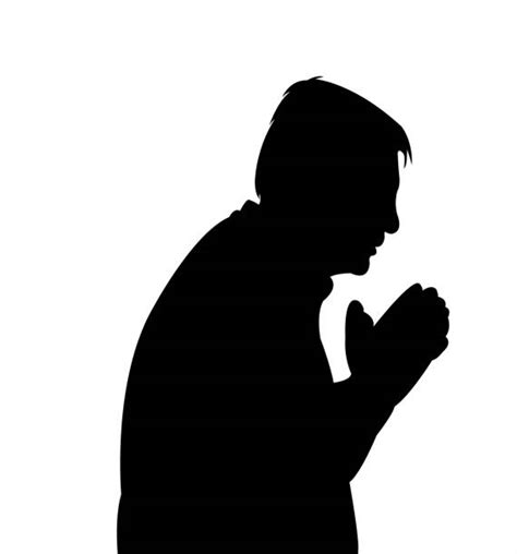 Silhouette Of A Young Black Man Praying Illustrations Royalty Free