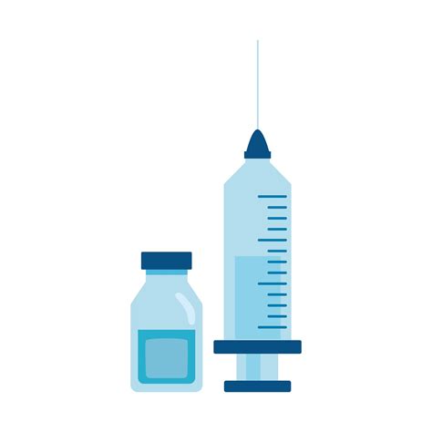 vaccine syringe with drugs bottles flat style icon 2484683 Vector Art ...