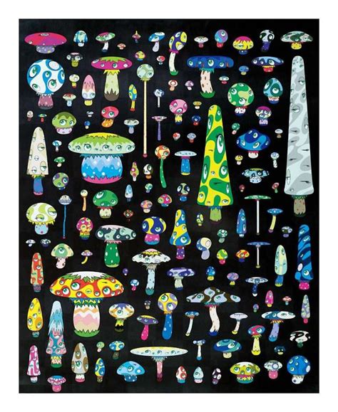 Takashi Murakami Quality Canvas Print Japanese Pop Art Poster Mushrooms
