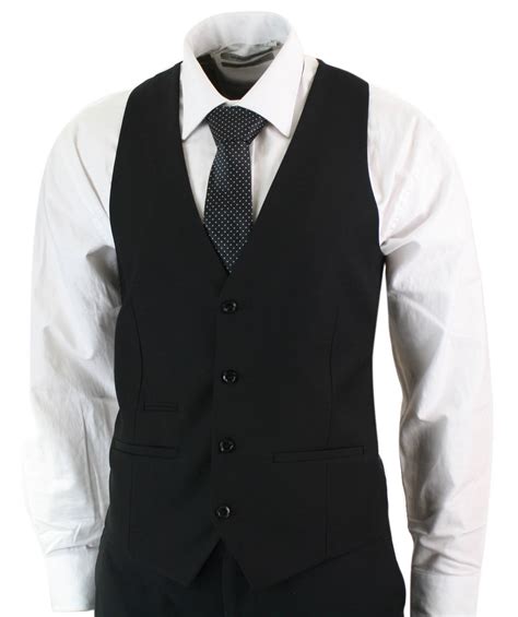 Paul Andrew Parker Mens 3 Piece Black Tailored Fit Complete Suit