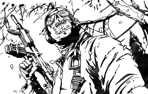 Coloriage Soldat de Call of Duty dans la foret dessin gratuit à imprimer