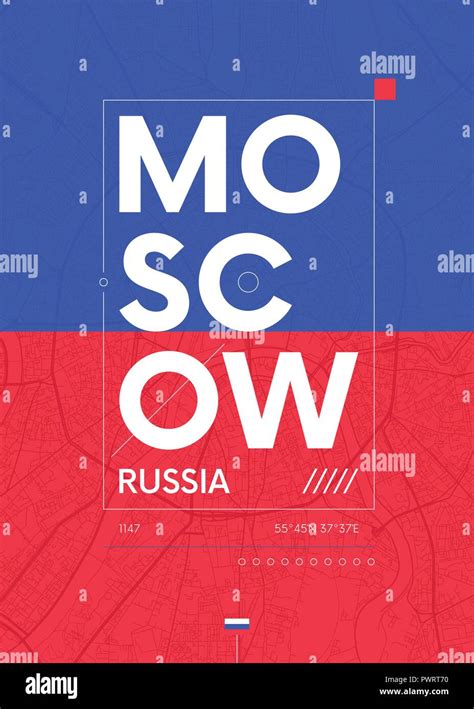 Typography Graphics Color Poster With A Map Of Moscow Vector Travel Illustration Template For