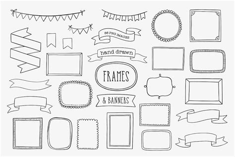 Hand Drawn Frames Banners And Ribbons Grafik Von Point · Creative Fabrica