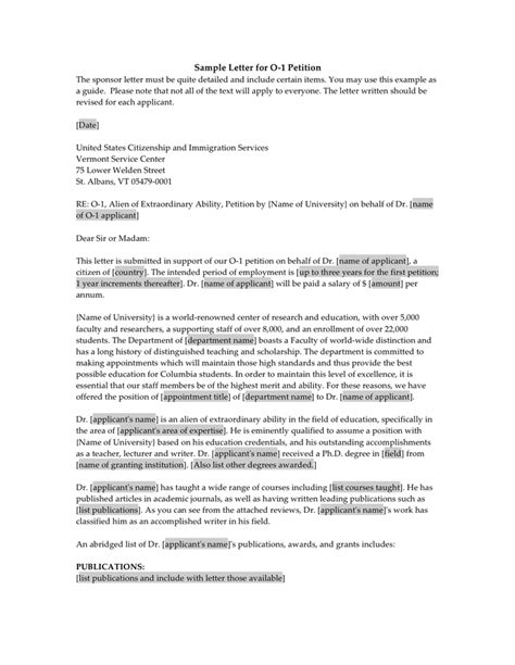 Other than demonstrating the credibility … Sample letter for O-1 petition in Word and Pdf formats