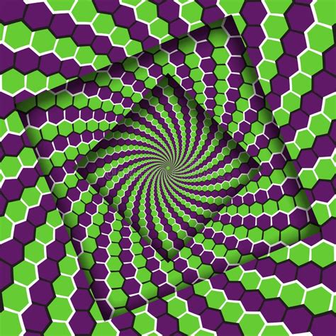 Abstract Shifted Frames With A Moving Green Purple Hexagons Spiral