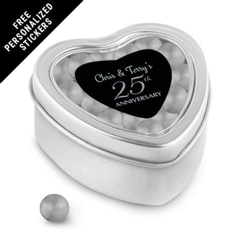 Anniversary Party Favors Personalized Small Heart Tin 25th Anniversary