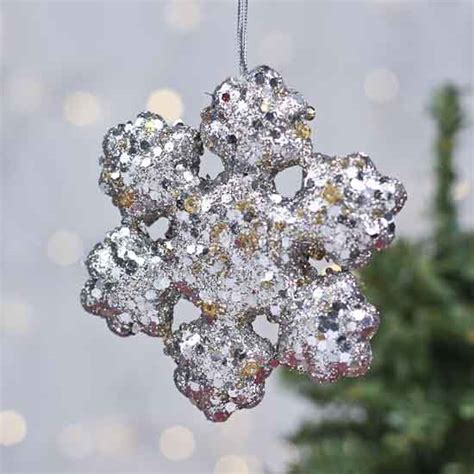Chunky Glitter Snowflake Ornaments Sales