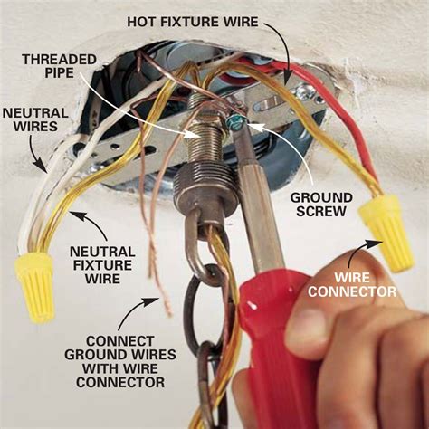 The process for installing a ceiling fan is similar to wiring a light fixture, with a few modifications to accommodate for you'll need to remove the old electrical box and replace it with one rated for fan installation. How to Hang a Ceiling Light Fixture | Installing light ...