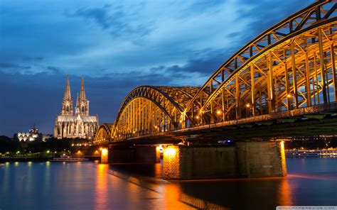 Hohenzollern Bridge Rhine River Cologne City Cologne Ultra Hd