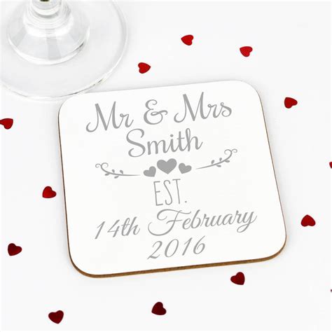 Personalised Mr And Mrs Wedding Coasters By Andrea Fays