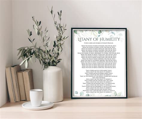 Litany Of Humility Prayer Printable Humility Prayer Print Etsy