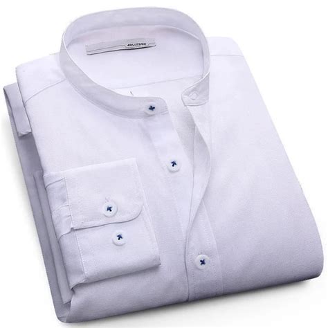 Langmeng Plus Size 5xl Mandarin Collar Solid Color Fashion Dress Shirt