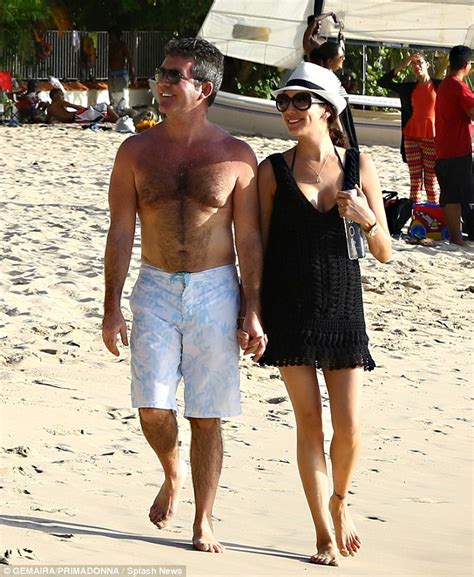 simon cowell and lauren silverman look loved up in barbados daily mail online