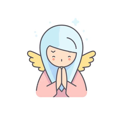 Girl Is Praying With A Blue Angel Vector Innocence Lineal Icon Flat Icon Png And Vector With