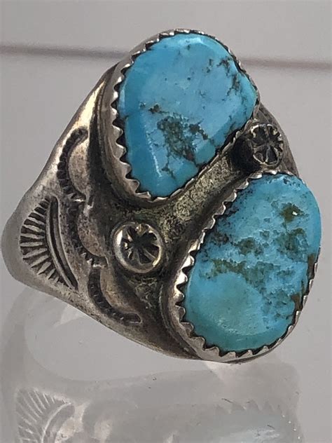 Southwestern Sterling Silver Turquoise Ring Size Native Etsy