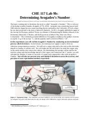 Spring 2020 CHE 117 Lab 09b Determining Avogadro S Number Doc