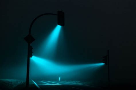 Long Exposure Traffic Light Photos Captured In Foggy Night