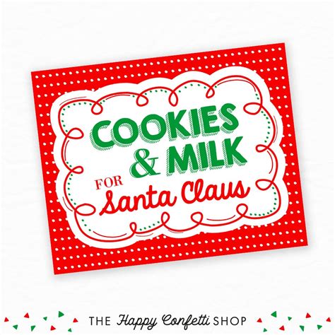 Cookies And Milk For Santa Sign Christmas Printable Decor