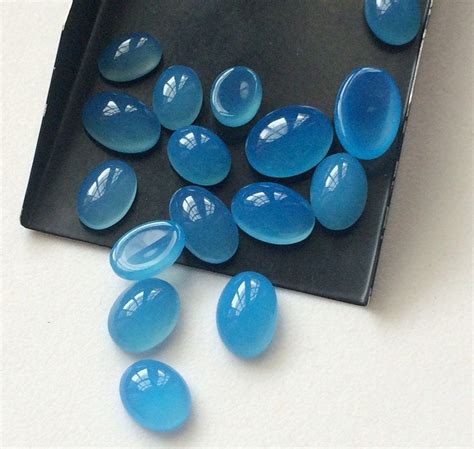 9x11mm 12x16mm Blue Chalcedony Plain Oval Cabochon Blue Etsy In 2022