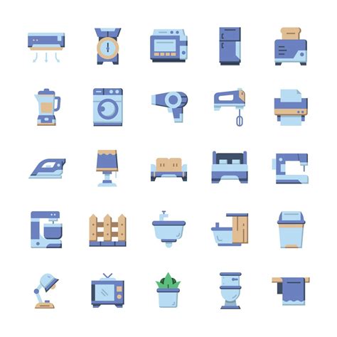 Set Of Household Icons With Flat Style 3294094 Vector Art At Vecteezy