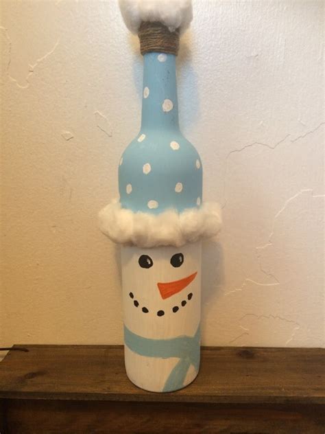 Snowman Wine Bottle By Darlinhomedecor On Etsy