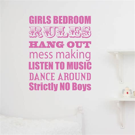 Best bedroom quotes selected by thousands of our users! Girls Bedroom Rules Wall Sticker By Nutmeg Wall Stickers ...