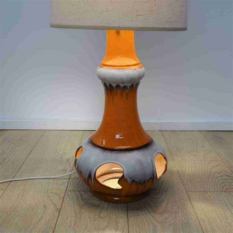1970s West German Orange Ceramic Floor Lamp Mark Parrish Mid Century