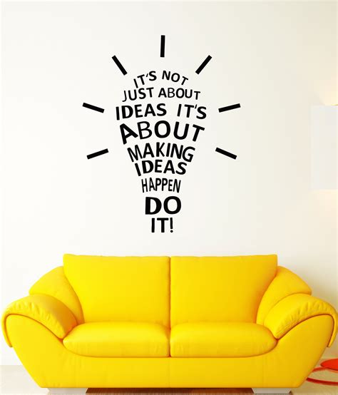 Vinyl Wall Decal Creative Light Bulb Idea Motivation Quote For Office