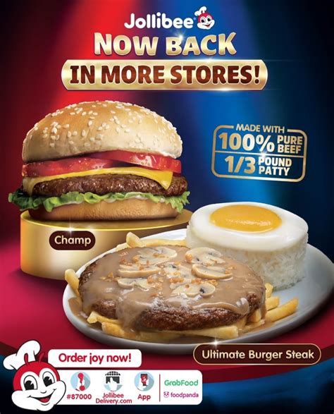 Jollibees Champ And Ultimate Burger Steak Are Now Available In More