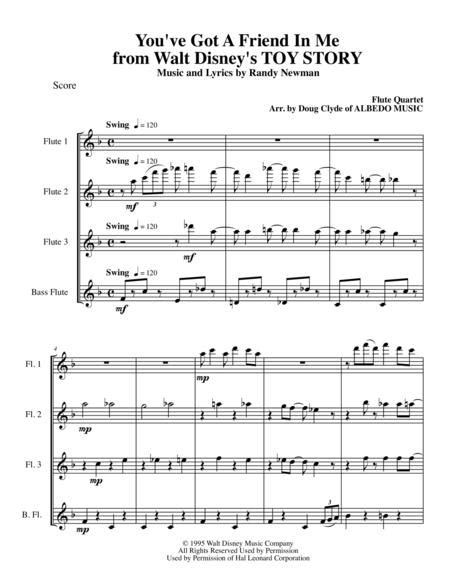 Play along with a full symphony orchestra! You've Got A Friend In Me From Walt Disney's TOY STORY For Flute Quartet By Randy Newman ...