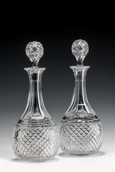 Pair Of Antique Glass Masonic Decanters